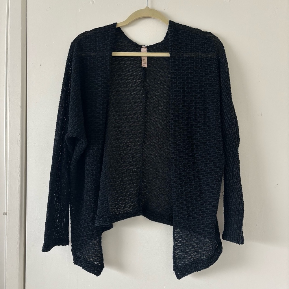 Black Open Knit Cardigan
